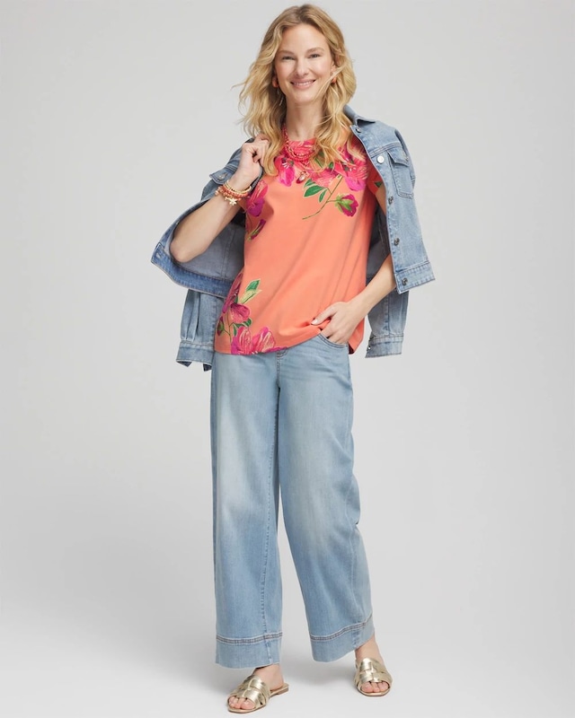 Floral Cap-Sleeve Tee - image 2